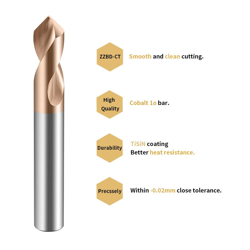 Carbide Spotting Drill Bits 90 Degree TiSiN Coated for Alloy Steels,Carbide Steel, Stainless Steel etc.5 Pcs D8*60mm 5 D8mmX60mm