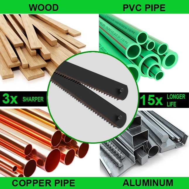 10 Pc Professional High Speed Steel Mini Hacksaw Blades, 6" / 150mm Blade, 24TPI Spare Blades for Cutting Wood & Metal 6in.Bi-Metal Blades