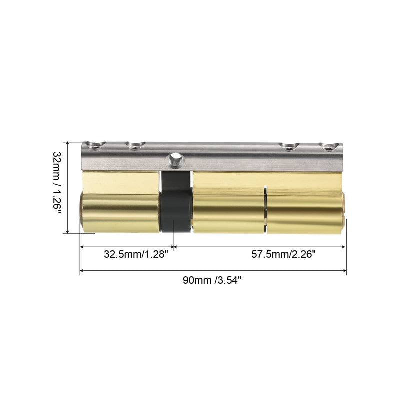 PATIKIL 32.5/57.5 (90mm Overall) European Double Lock Cylinder, Door Cylinder Lock with 2 Renovation Keys / 6 Owner Keys 32.5mm/57.5 mm