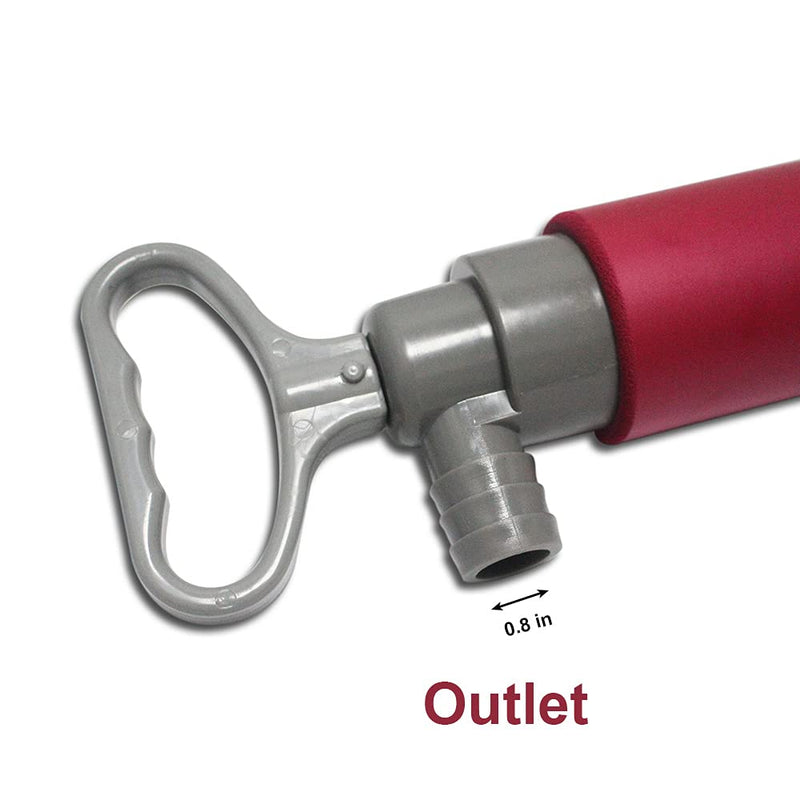 Kayak Manual Bilge Pump - Portable Hand Bailer, Emergency Siphon Pump for Boats, Canoe, Marine (16.5 Inch, Red)