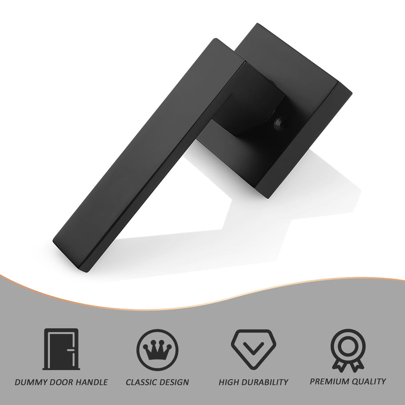 Probrico [Pack of 2 Door Lever Dummy Lever Door Handle for Closets French Doors,Square Dummy Door Lever,Non-Turning Single Side Pull with Black Finish,Easy Installation Pull Only Lever Set Dummy with screws