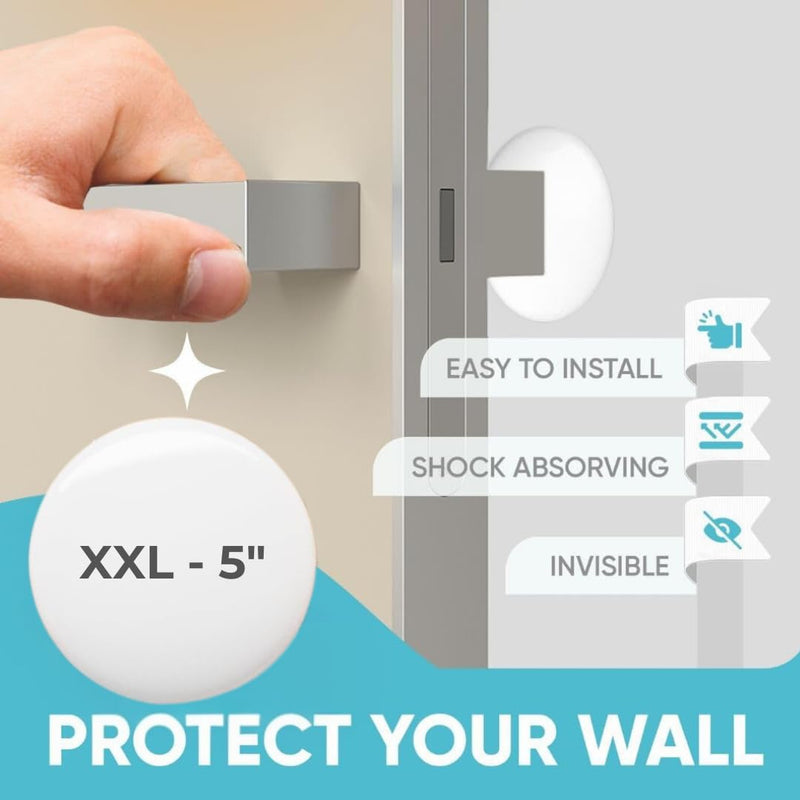 Strongest Home Wall & Door Handle Stopper 5" Set of 3 Pieces White Rubber Door Knob, Round Wall Shield Cushion, Quiet Wall Protector for Door Handle, Guard Door Bumper, Self Adhesive X-Large