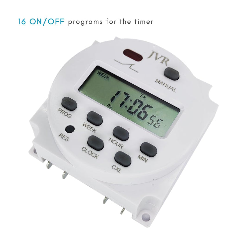 12V Timer Switch - Programmable, DC/AC/Solar Battery Powered | 12 Volt JVR Timer Relay