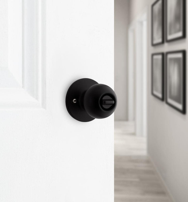 Kwikset Safelock SK3000RG-514 Regina Knob Privacy Lock with RCAL Latch and RCS Strike Matte Black Finish