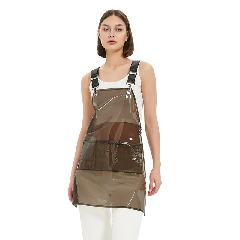 Cross-back Adjustable Apron With 3 Pockets Hair Salon Work Apron for Hair Stylist (22.8” W 25.5” L) Black+black Webbing