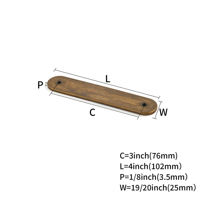 khtumeware 10 Pack Antique Brass Cabinet Hardware Handle Pull Backplate/Back Plate - 3" Inch (76mm) Hole Centers 3" (76mm) Hole Center