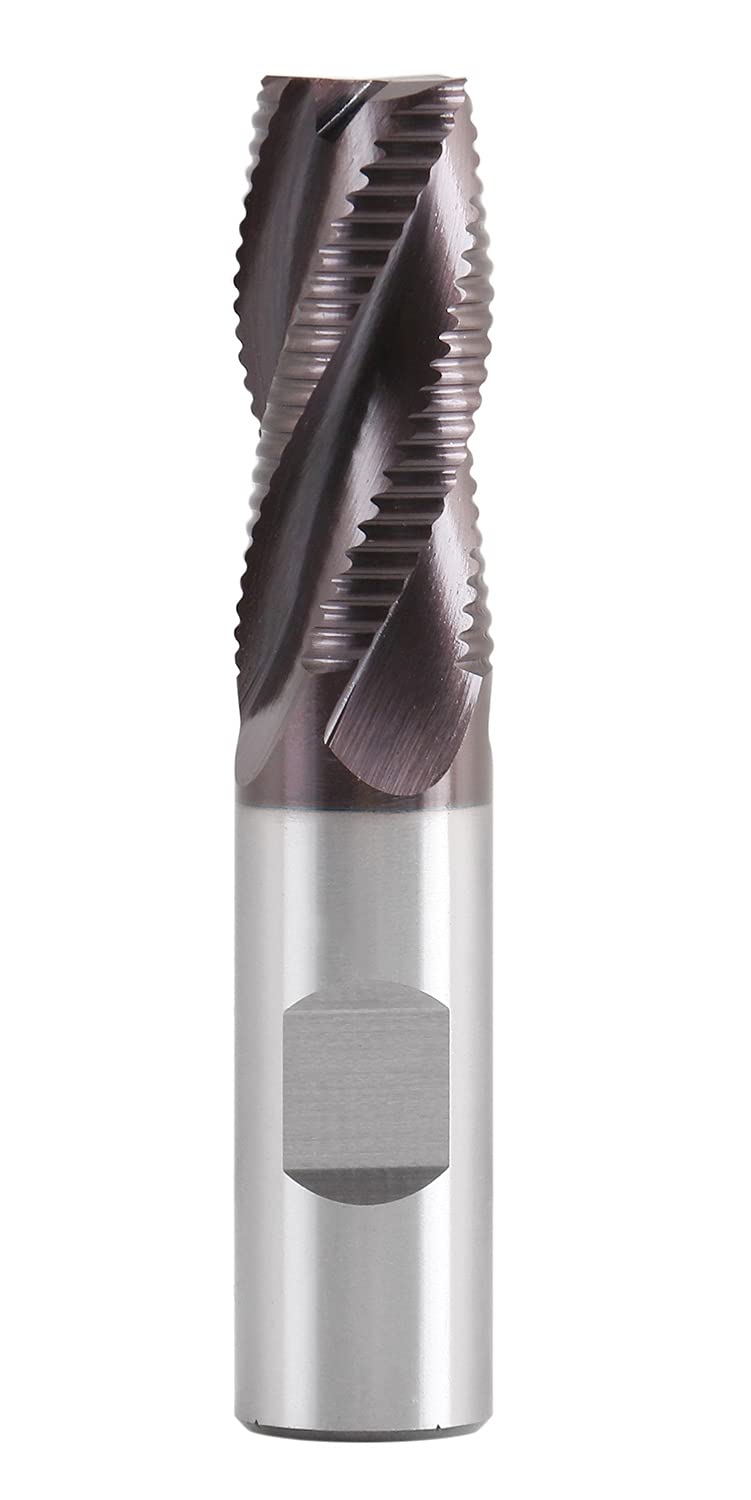 Accusize Industrial Tools 3/4'' Fine Tooth M42 8% Cobalt Tialn Roughing End Mill, 3/4'' Shk Dia, 1-5/8'' Flute Length, 3-3/4'' Oal, 4 Flute, 1104-0034 3/4" Dia, 3/4" Shk Dia, 1-5/8" Flt Length