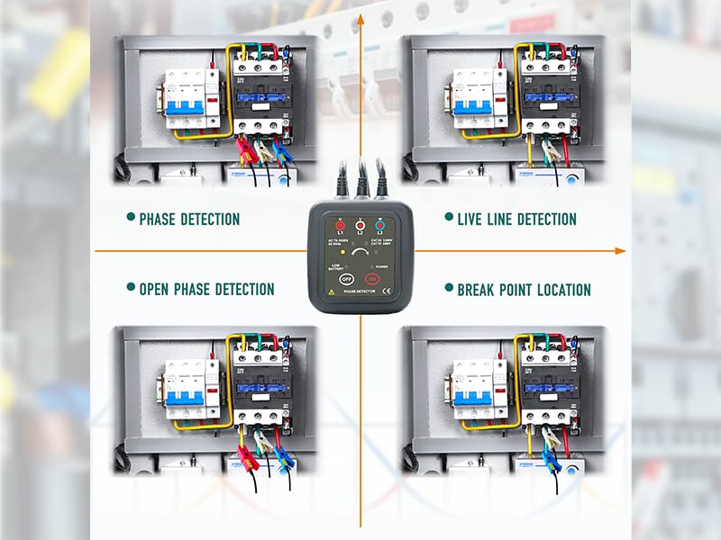 ETCR1000D Non-Contact Phase Sequence Tester Phase Rotation Meter | For insulated wires 0.4-1.6in (10-40mm) diameter, suitable for AC 70-1000V phase sequence testing