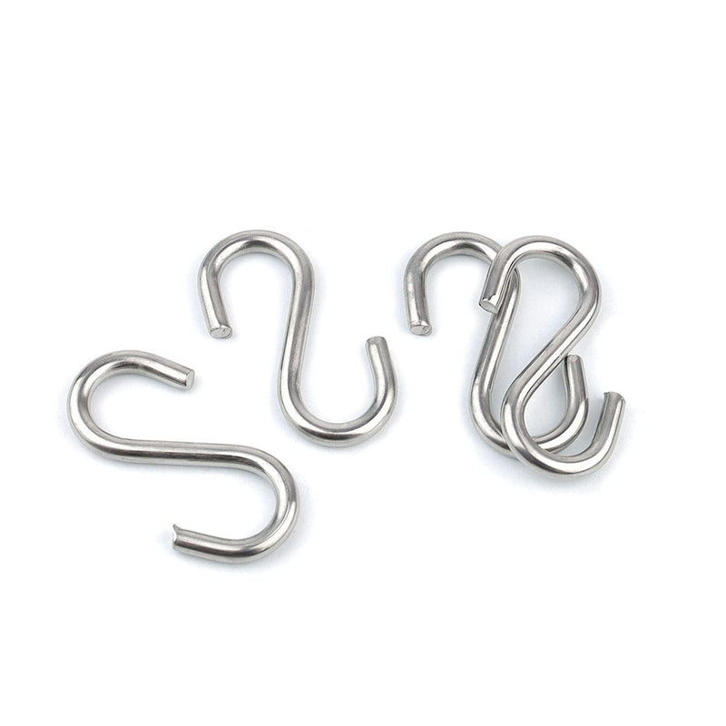 15 Pack Heavy Duty Stainless Steel S Shaped Hooks 2.2 Inch Long 1/5 Inch Thickness S Metal Hooks