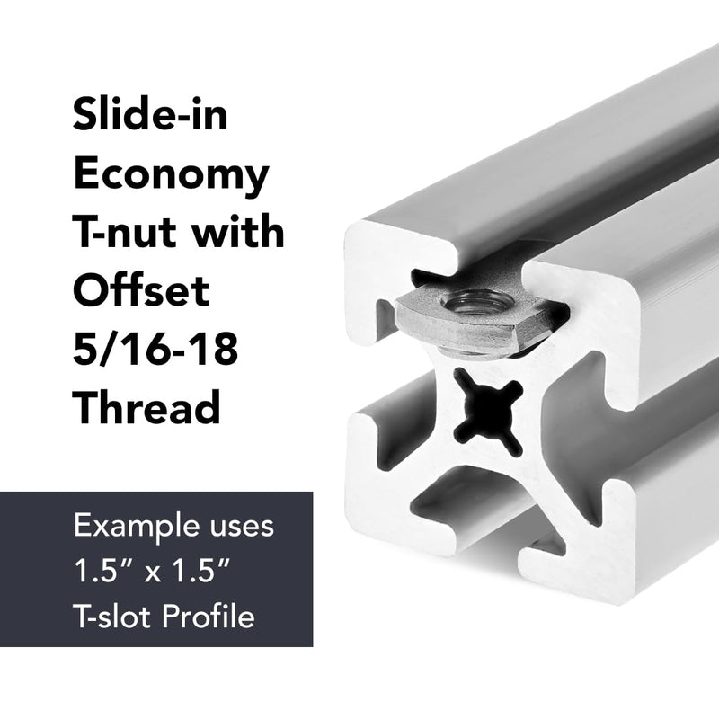 8020, 3620, 15 Series, 5/16-18 x .625" Long 8utton Head Socket Cap Screw (BHSCS), with .345" Washer and Economy Slide-in T-Nut, Stainless Steel SS 8020 Channel Hardware HW (10) 10