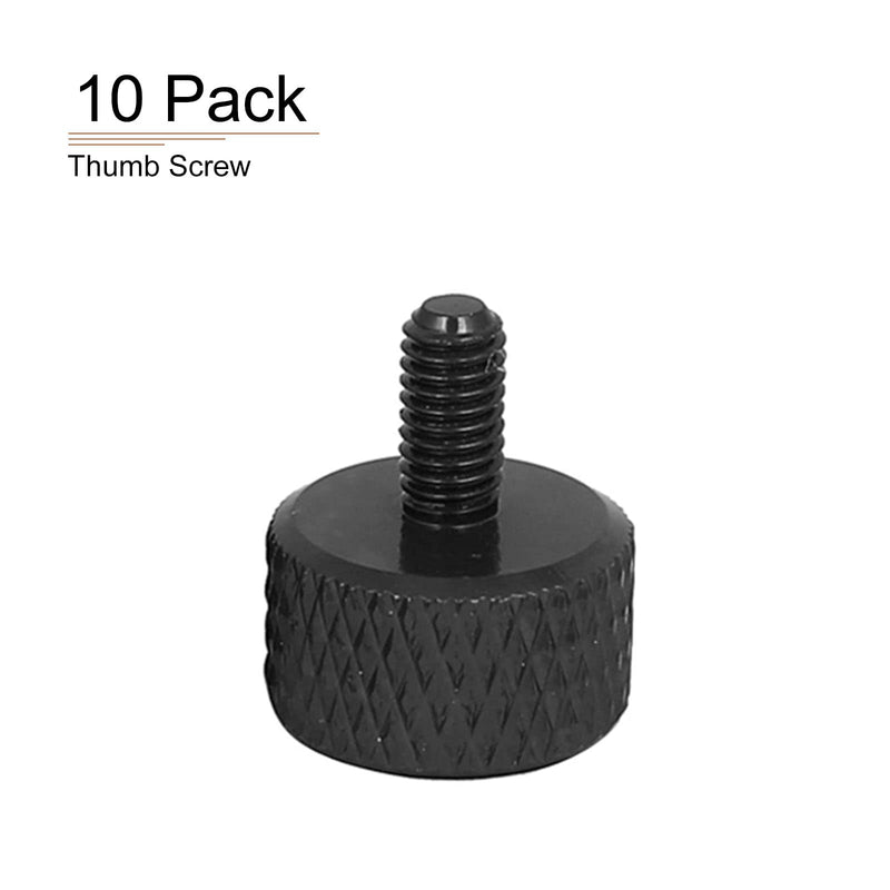 M3x6mm(DXL) Knurled Thumb Screws - 10Pack - Good for PC Computer Cases - Aluminum Alloy Thumbscrew Knurled Head Fully Threaded - Black M3x6mm 10