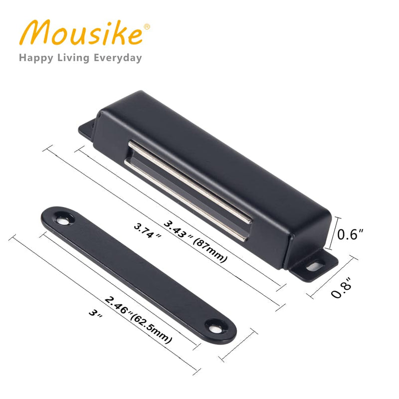 Mousike Magnetic Door Catch Heavy Duty 90lb Door Magnets with Strong Magnetic for Kitchen Cupboard Wardrobe Closet Cabinet Door Drawer Latch (Black 2 Pack) 2Pack Black