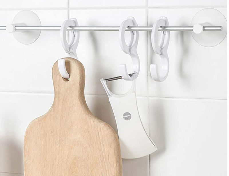 White Hanging Hooks, Multi-Purpose Hanging Hooks Hangers,Table Edge Hook,Hook Clip,Hanging Clips Hook,Windproof Hook, for Home, Office, Workshop, Exhibition(6 PCS, White)