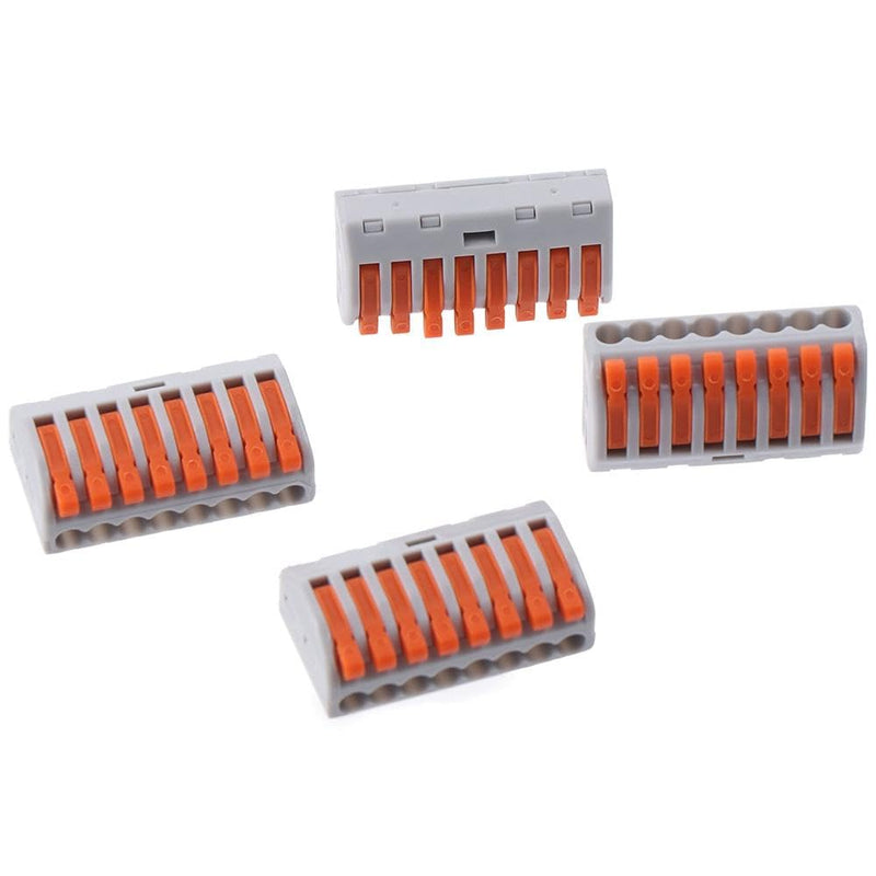 10Pcs Classified Conductor, Useful Compact Terminal, PCT-218 Cable Connect, Tie Rod Nut, Orange 8-Port Wire Connector for Quick Connect