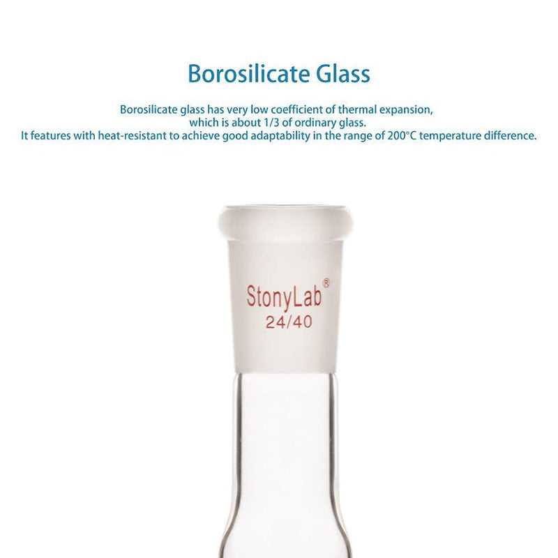 stonylab Borosilicate Glass Drying Tube Adapter, Two 24/40 Joints Straight Drying Tube for Laboratory 24/40 Joint