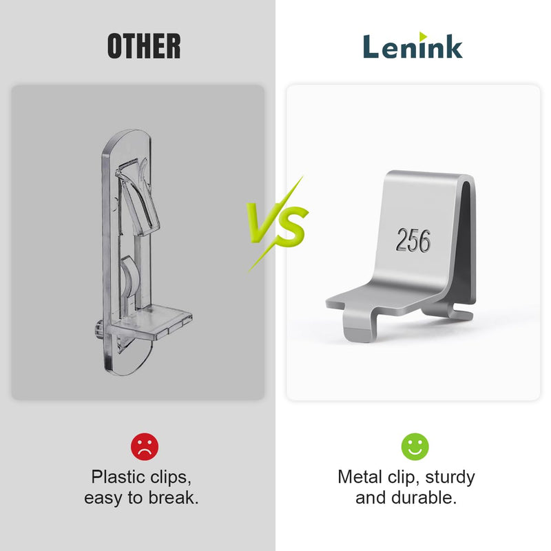 Lenink 28 Piece 256P-ZC Adjustable Pilaster Shelf Clip Shelving Brackets Clips for Metal and Wood Shelving