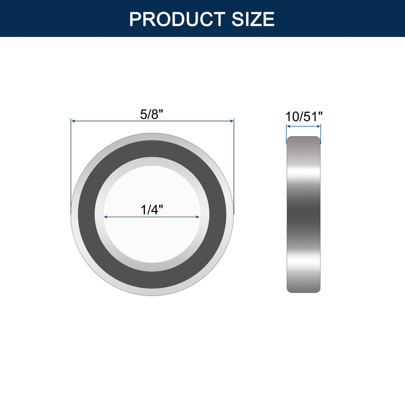 R4-2RS Deep Groove Ball Bearings, ID 1/4" x OD 5/8" x Width 9/32" Double Rubber Sealed Ball Bearing Pre-Lubricated Chrome Steel Z2 Lever 10pcs 10 R4-2RS 1/4"x5/8"x9/32"