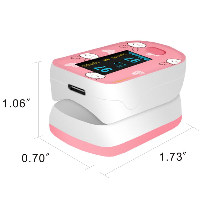 Children Digital Fingertip Pulse Oximeter Blood Oxygen Saturation Monitor with Adorable Animal Theme USB Rechargeable (fit for newborn/infant) For sports and aviation use only (blue)