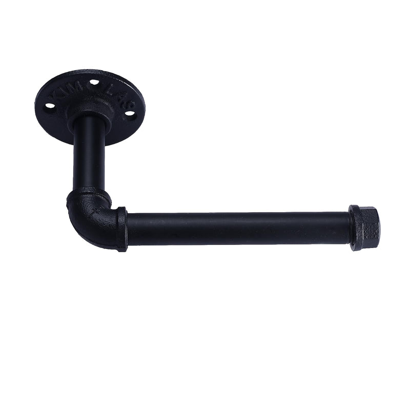 HighFree Industrial Pipe Bathroom Hardware Set, Matte Black Wall Mounted Hardware Accessories, Farmhouse Toilet Paper Holder, Towel Ring for Bathroom (Paper Holder+Towel Ring+Hook)