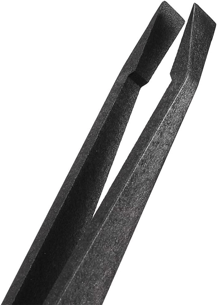 Black Plastic Slant Flat Tip Anti-static Tweezers 4.7 Inch Length 5pcs