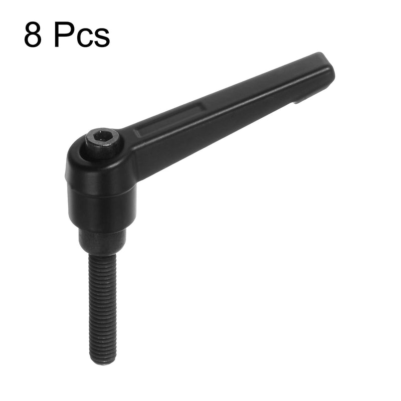 HARFINGTON 8pcs Adjustable Clamping Lever Handles M6 x 40mm Male Thread Bolt Knobs Rotating Screw Locking Quick Release Ratchet Push Button Handle, Black