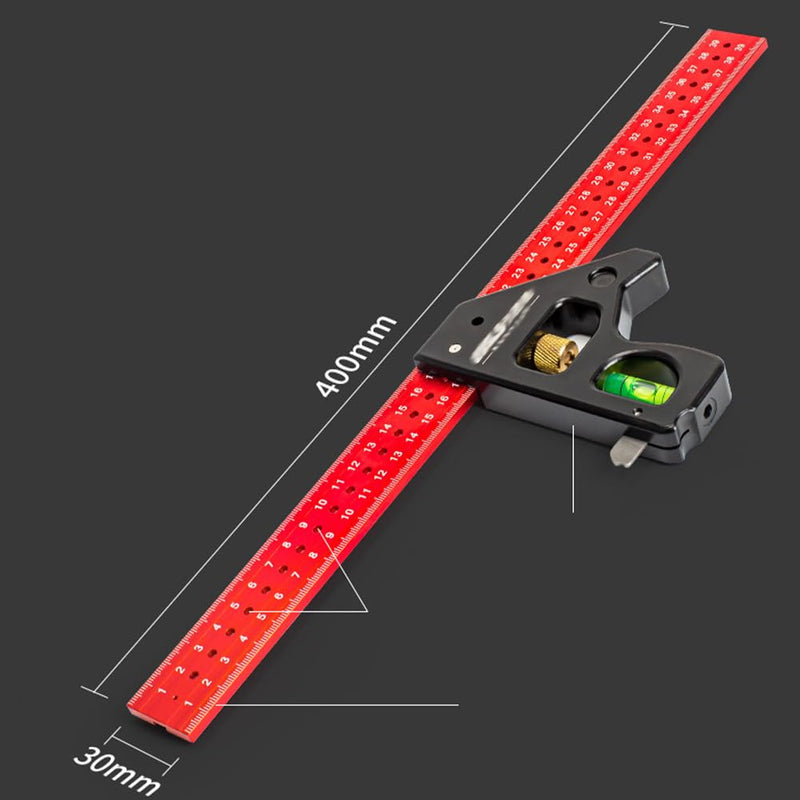 16 Inch Heavy Duty Combination Square, Aluminum Alloy 45°/90°Woodworking Square Tool, Multifunctional Rafter Combo Square Measuring Tools 40cm