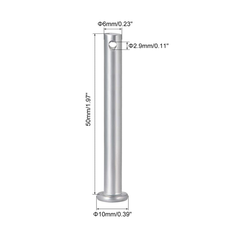 uxcell Single Hole Clevis Pins,6mm x 50mm Flat Head Zinc-Plating Steel 10 Pcs 6mm x 50mm