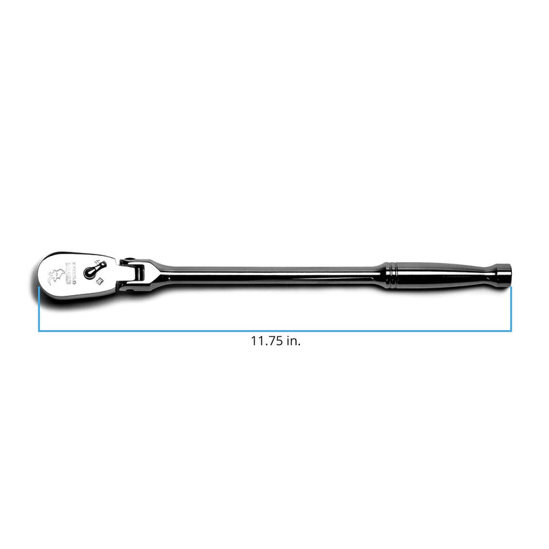Capri Tools 3/8-Inch Drive Low Profile Flex-Head Ratchet, True 72-Tooth, 5-Degree Swing Arc, 180-Degree Flex-Head (CP12300FX) 3/8" Drive 72T Flex-Head / Steel Handle