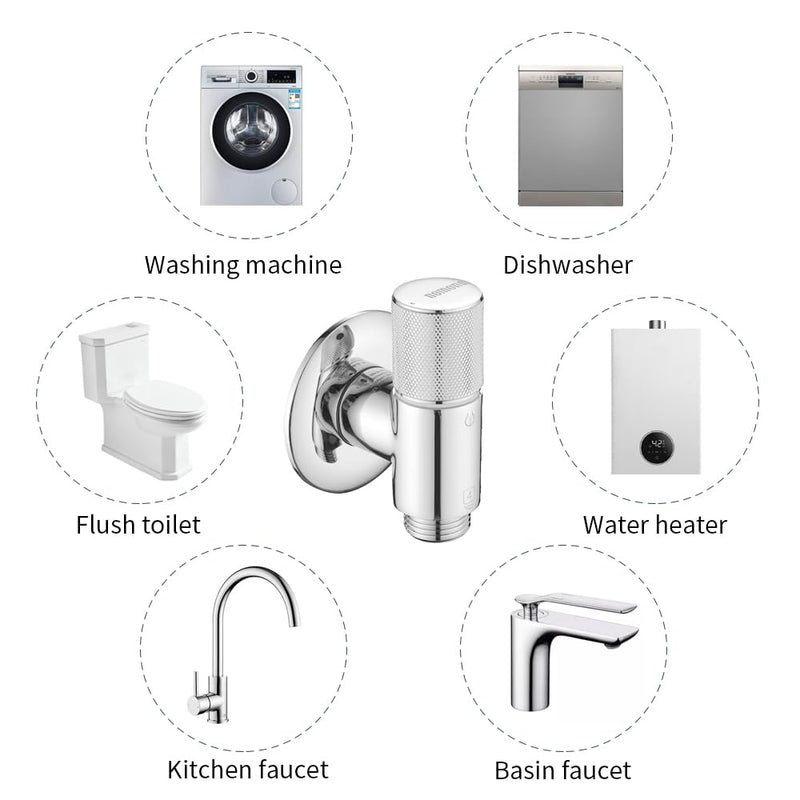 Brass Angle Valve G1/2" xG1/2", Metal Water Valve with Ultrathin Design for Use in Narrow Spaces,Wall Mounted Chrome Plating Valve for Basin Kitchen, Flush Toilet (Chrome)