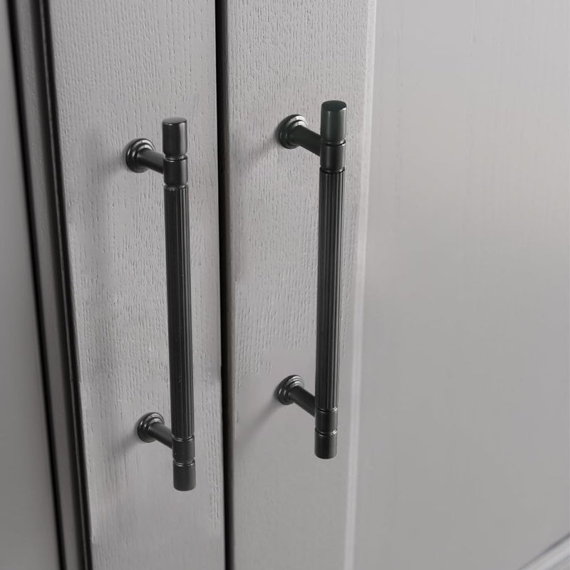 Goo-Ki Black Zinc Alloy Cabinet Handles 6 Pack - 5''(128mm) Hole Center Affordable Luxury Cabinet Pull Hardware for Bedroom, Kitchen, 9621 5'' Hole Center