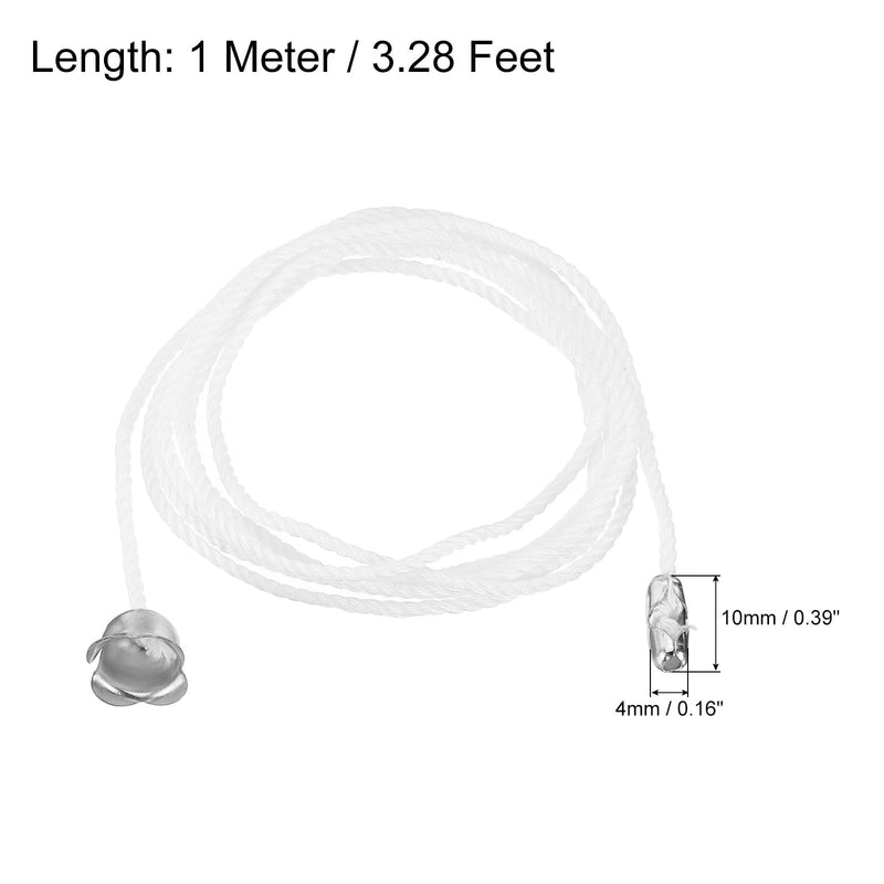 MECCANIXITY Pull Cord for Ceiling Switch, Light Pull Cord String Ceiling Fan String with Connector Pull Chain Extension, White Silver, Pack of 6