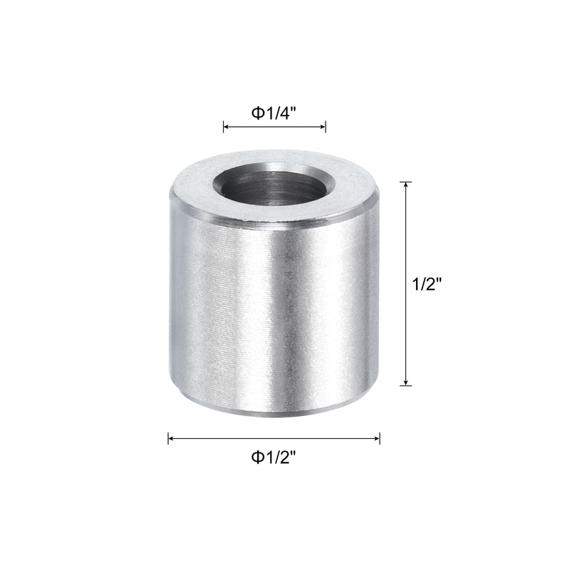 uxcell 10pcs Stainless Steel Spacer 1/4" Bore x 1/2" OD x 1/2" Length Screw Standoff Bushing Plain Finish Round Metal Spacer for 1/4 Screws Bolts and Rods 1/4" x 1/2" x 1/2"