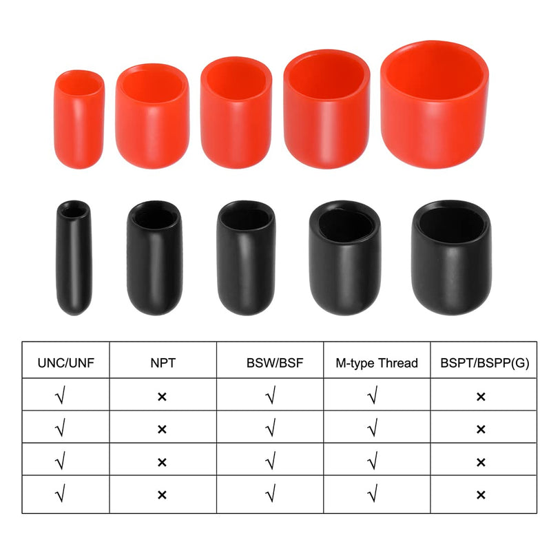 uxcell 20pcs Rubber End Caps 1/2"(13mm) ID Vinyl Round Tube Bolt Cap Cover Thread Protectors Black 13mm