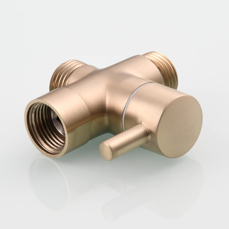 Tecmolog Brass Shower Diverter G1/2" 2-Way Shower Arm Diverter for Hand Held Showerhead and Fixed Spray Head, Brushed Gold, DSF007J2