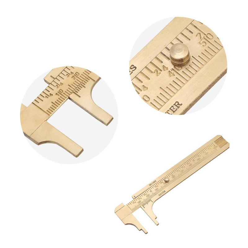 Brass Mini Vernier Caliper Sliding Gauge Vernier Caliper Double Scales mm/inch Ruler Measuring Tool for Jewellery Measurement 80mm/100mm (Double scale 100mm) Double scale 100mm