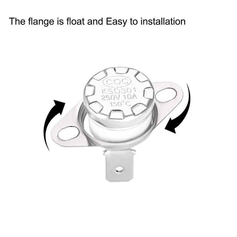 uxcell KSD301 Thermostat 150°C/302°F 10A Normally Closed N.C Adjust Snap Disc Temperature Switch 2pcs