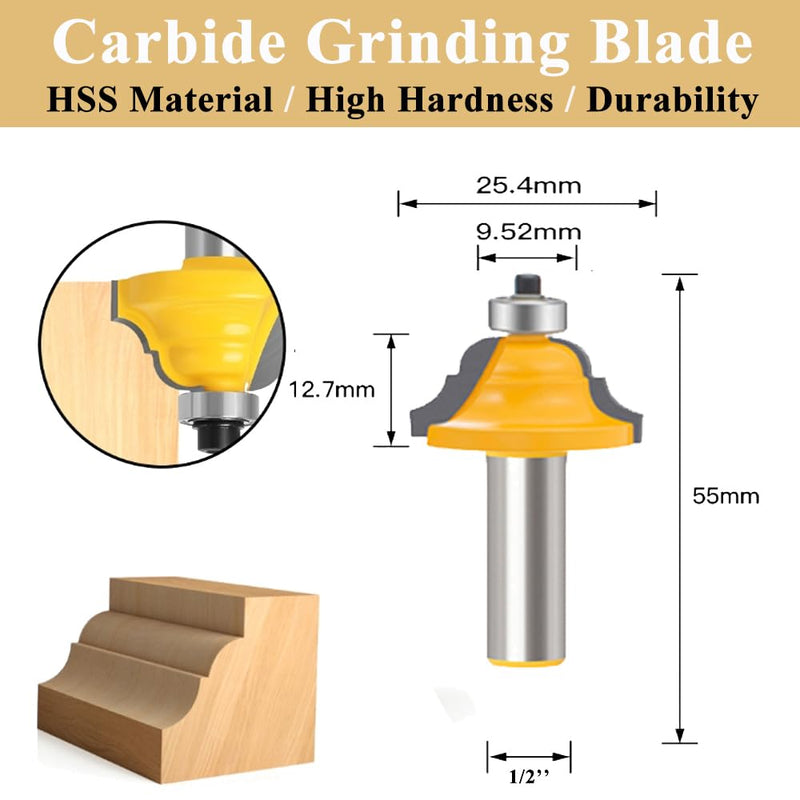 TAIWAIN 5PCS Woodworking Router Bit Set 1/2 Inch Shank, Architectural Picture Frame Door Cabinet Drawer Molding Router Bits Milling Cutter, Wood Miter Carbide CNC Cutting Tool (F-LE1) F-LE1