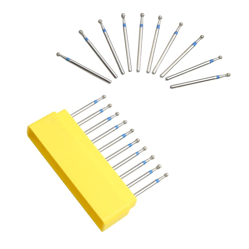 Diamond Burs FG High Speed Burs Drill Ball Shape Composite Polishing Kit for Ceramic 1.6mm Dentistry Grinding Tool（10 Pcs）