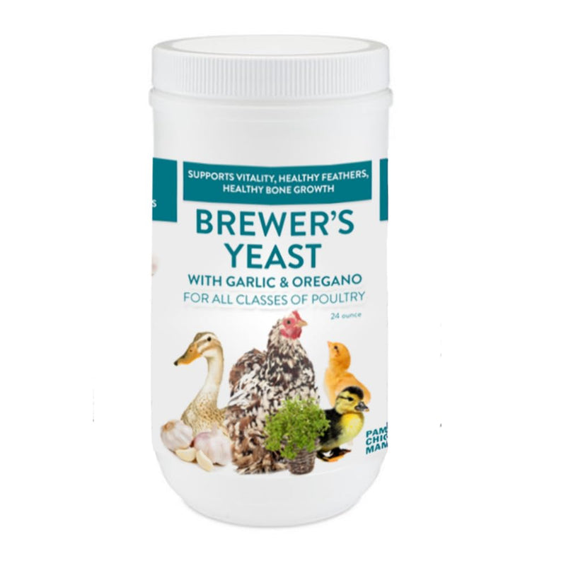 Brewer's Yeast for Ducks & Chickens with Garlic & Dried Oregano (24 Ounce) | Niacin for Ducks, Chicks, and Adult Chickens | Chicken Probiotic & Amino Acids| Pampered Chicken Mama (24 Ounce) 24 ounce