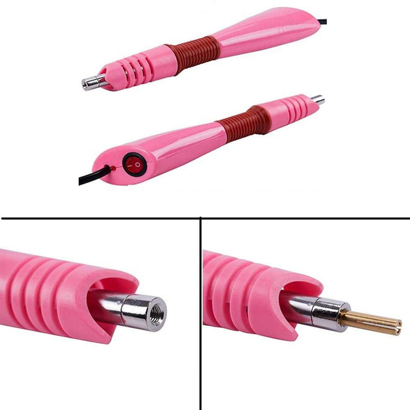Hotfix Applicator,DIY Hot Fix Rhinestone Setter Applicator Wand Tool Kit Set with 7 Different Sizes Tips,Support Stand (Pink) pink