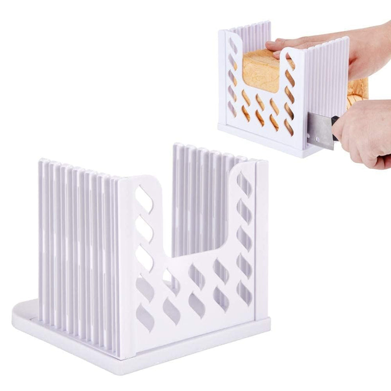 Bread Slicer for Homemade Bread, Bread Slicer Guide with AdjustableCrumb Tray, Foldable Compact Plastic Bread Loaf Cutter Slicer for Kitchen Baking Homemade Bread,Cake,Taost,Bagels