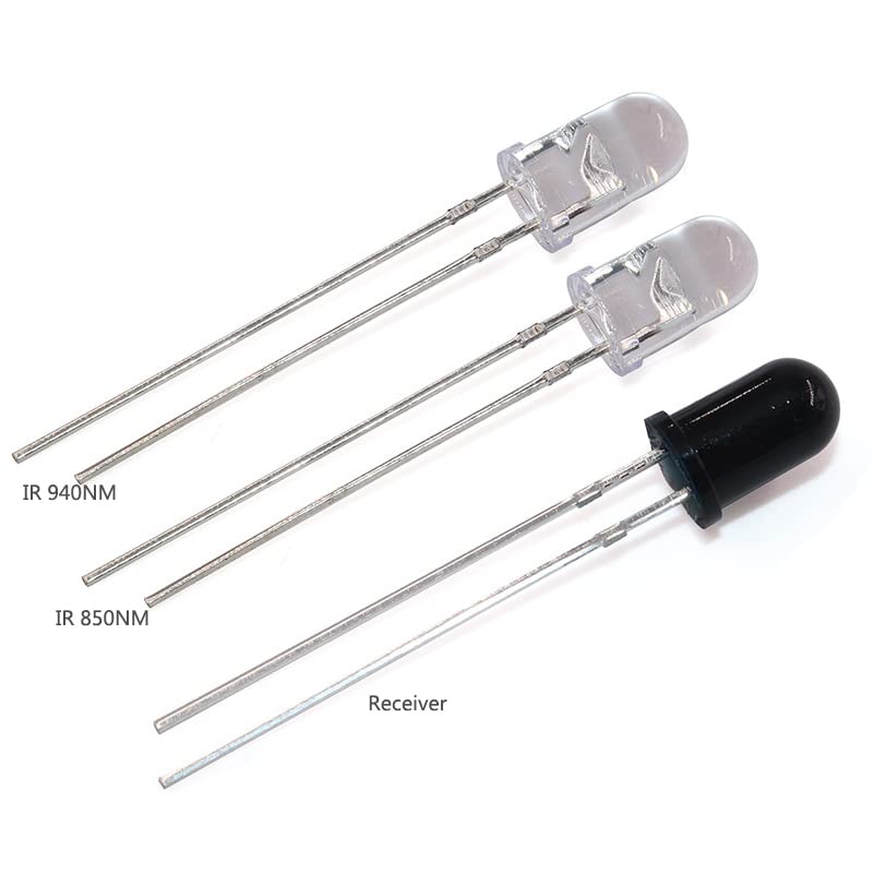 LED 5mm 850nm 940nm Infrared Emitting or Receiving Diode Round Black (IR 850nm Emitter 100pcs) IR 850nm Emitter 100pcs