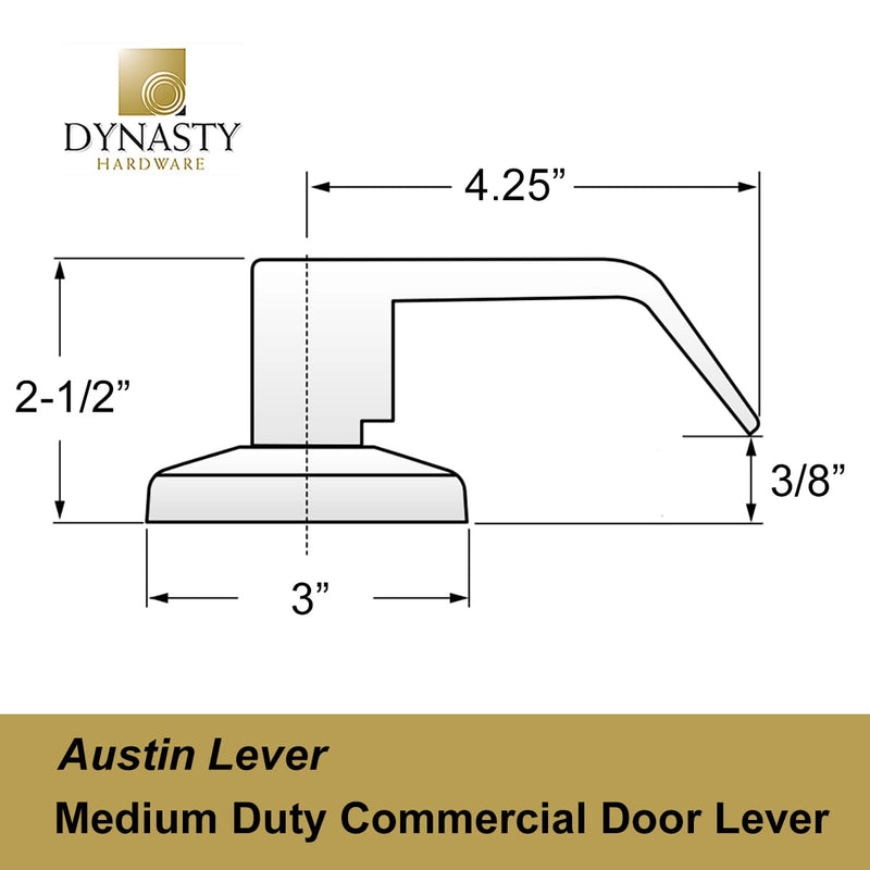 Dynasty Hardware Passage Door Lever Lockset, ADA Compliant, Light Duty Non-Locking Handle for Hallway or Closet Use, Satin Chrome Finish, Model AUS-30-26D