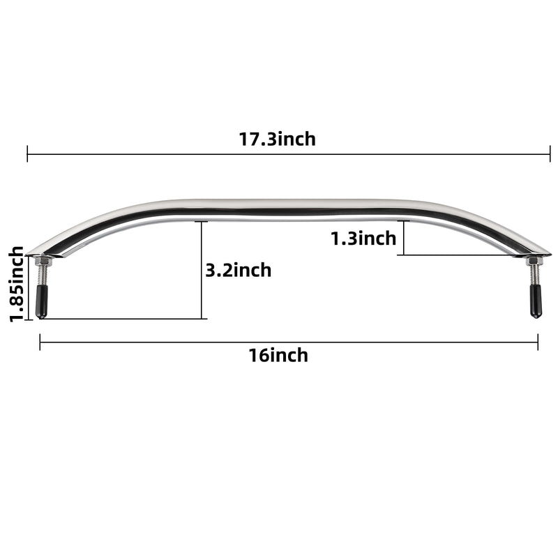 NovelBee 2pcs Boat Grab Handle,17.3“ Polished Stainless Oval Grab Handle Handrail for Marine Yacht RV