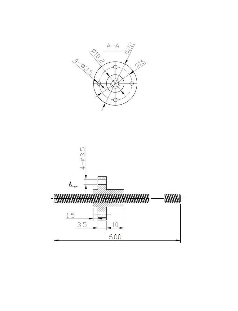600mm T8 Tr8x2 Lead Screw and Brass Nut (Acme Thread, 2mm Pitch, 1 Start, 2mm Lead) for LCD DLP SLA 3D Printer and CNC Machine Z Axis 600mm Lead screw with nut