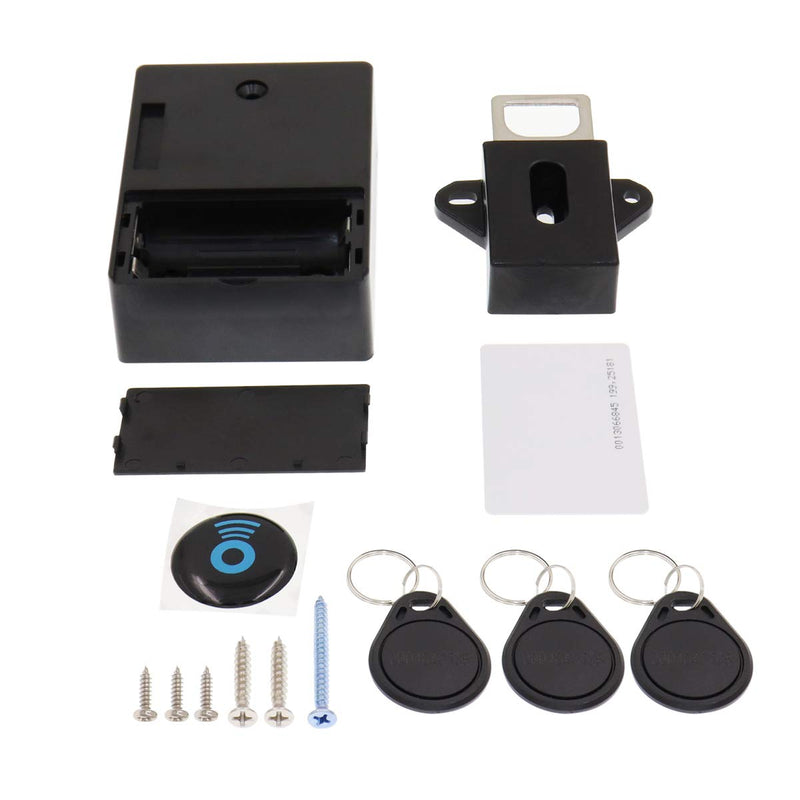 ETEKJOY RFID Electronic Cabinet Lock Hidden DIY for Wooden Cabinet Locker Drawer Cupboard (Black) Black
