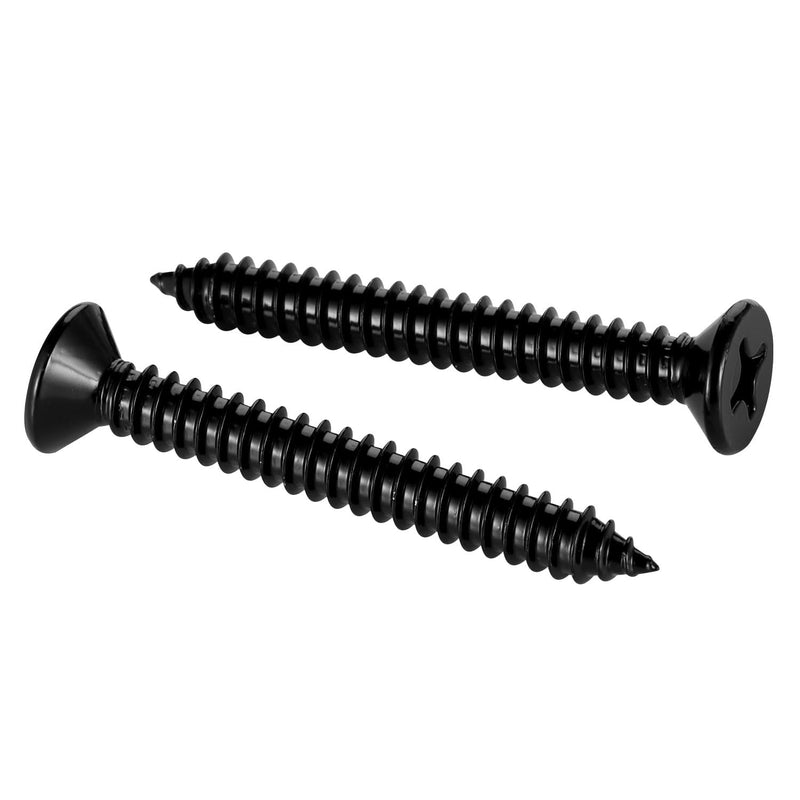 #10 x 2 Wood Screws Flat Head Fast Self Tapping Drywall Screws 18-8 Stainless Steel 304 Black Finish, 50 PCS #10 x 2"