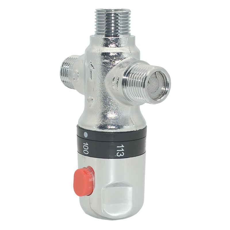 Thermostatic Mixing Valve,Solid Brass- Golden Thermostatic Shower Valve,1/2" NPT Thread Water Heater Mixing Valve for bathroom showers, solar systems and kitchen faucets,etc. (Silver) Silver