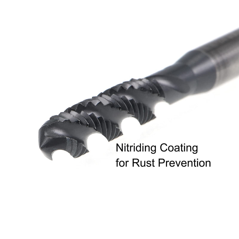 uxcell M6 x 1.0 Spiral Flute Thread Tap, Metric Machine Threading Tap HSS Nitriding Coated, Round Shank with Square End, H2 Tolerance, 2pcs M6 x 1.0mm