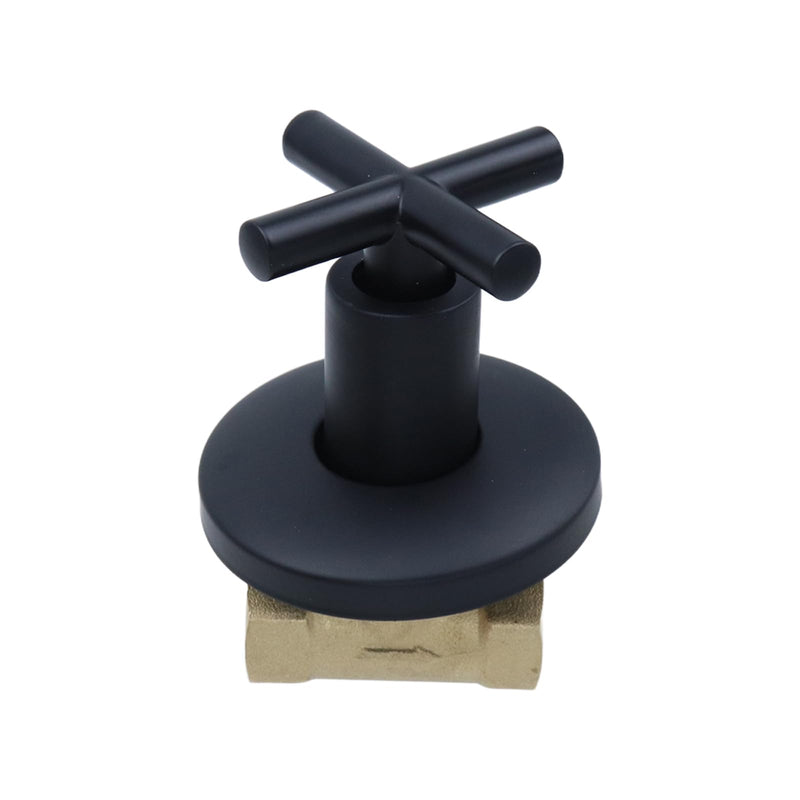 Dnyta Brass Concealed Water Stop Valve, Water Shut Off Valve Flow Control Pressure Regulator with Cross Handle for Kitchen Bathroom (1/2 in, Black) 1/2 Inch